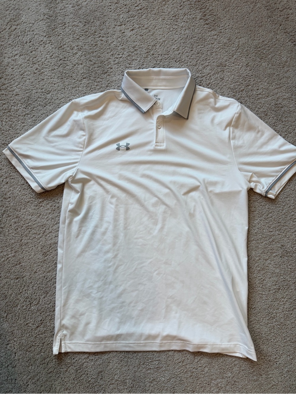Under Armour Men’s White Polo with Gray Trim